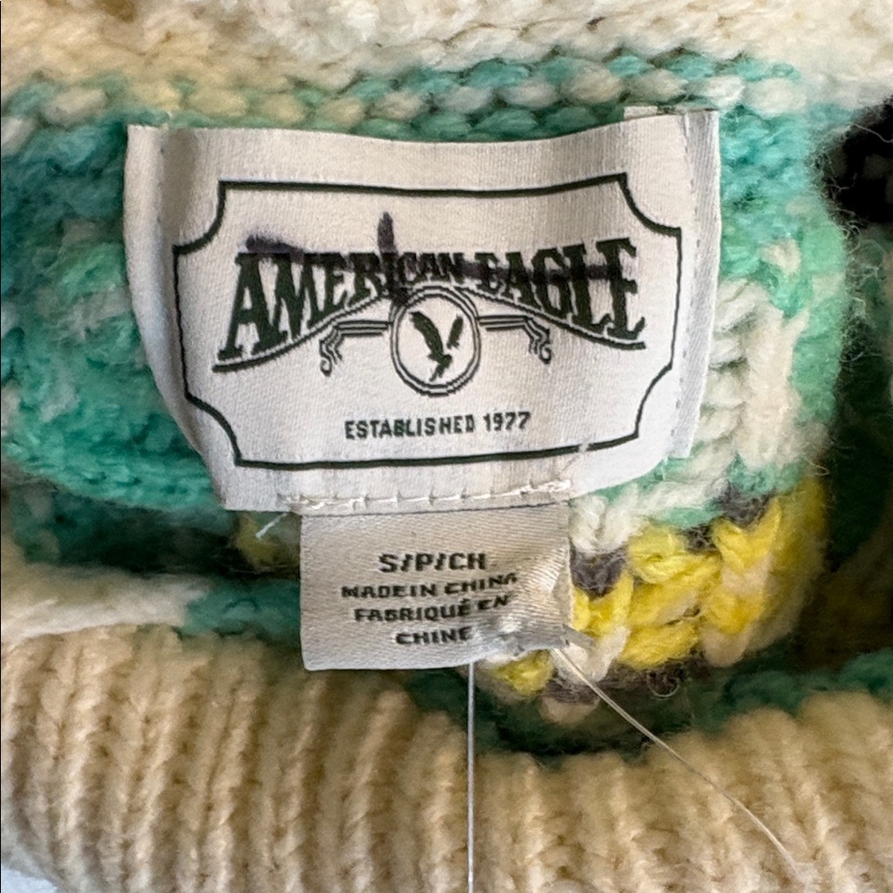 NEW American Eagle Mock Neck Fair Isle Oversized Sweater Cozy Comfy NWOT - Picture 7 of 9